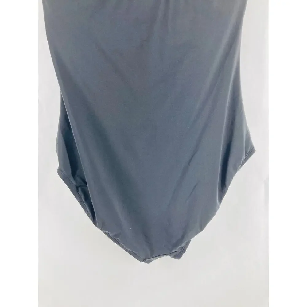 NWOT Unbranded Black Ruched One-Piece Halter Swim Bathing Suit Women's